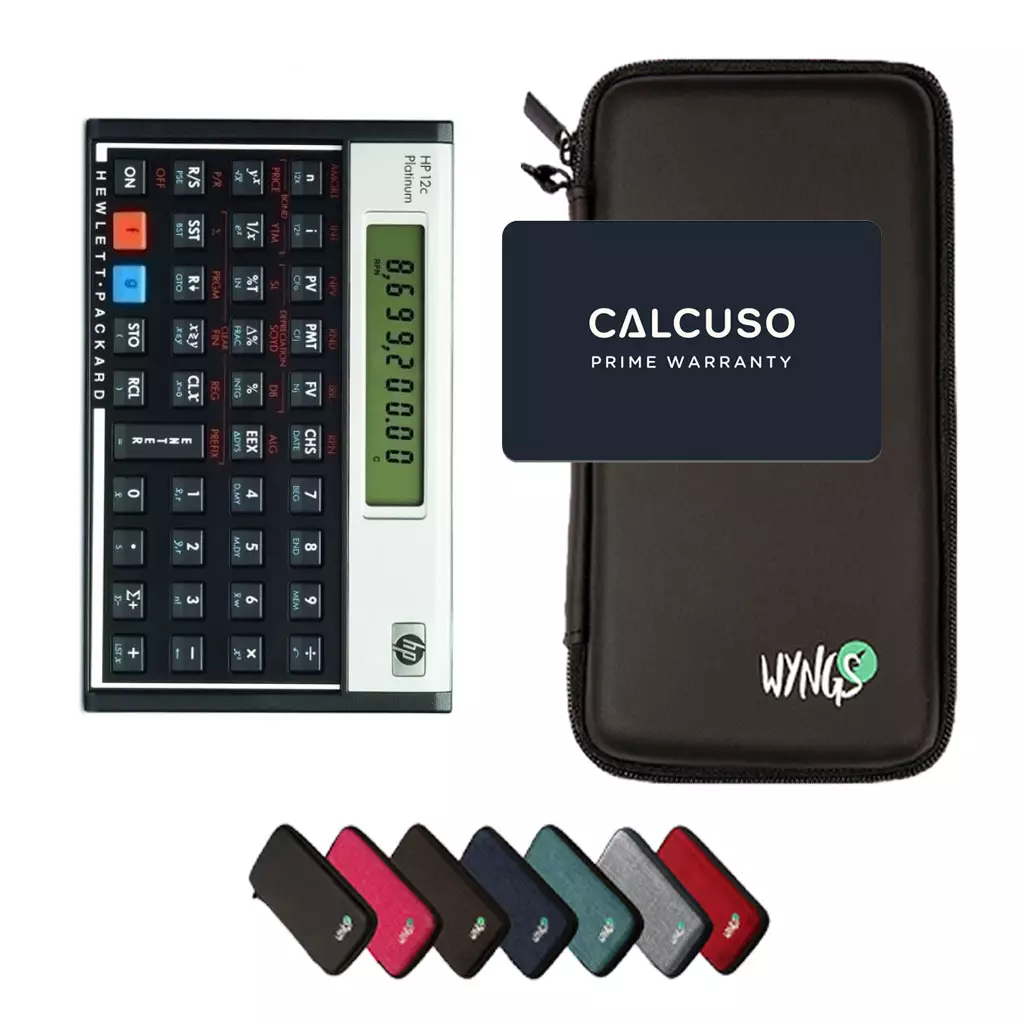 CALCUSO Ensemble de Base noir avec Calculatrice HP 12C Platinum