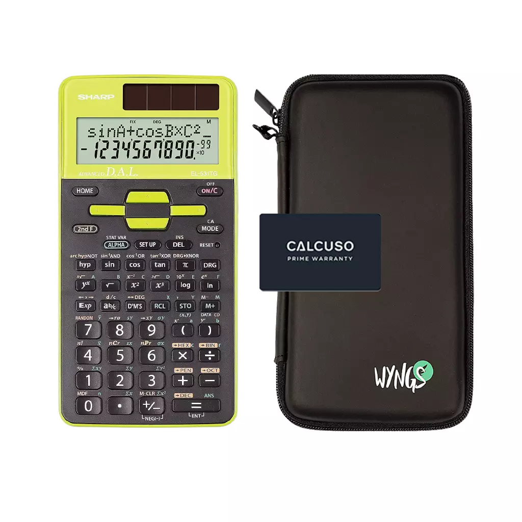 CALCUSO Sparpaket mit Taschenrechner Sharp EL-531TG Grün