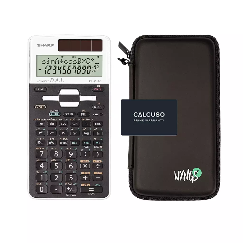 CALCUSO Sparpaket mit Taschenrechner Sharp EL-531TG Weiß