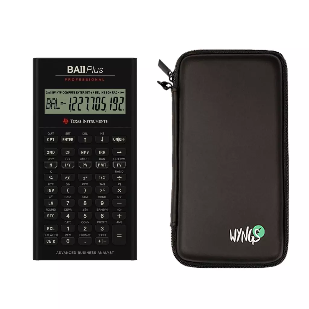 CALCUSO Ensemble de Base noir avec Calculatrice TI BA II Plus Professional