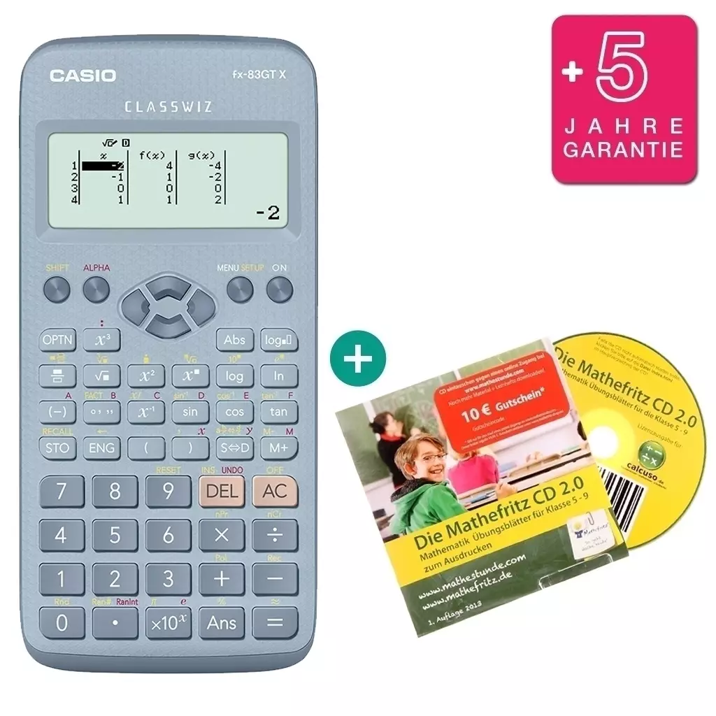 4062401016475 Casio FX 83 GT X Blau $ BUNDLE: erweiterte Garantie + Lern-CD (Deutsch)