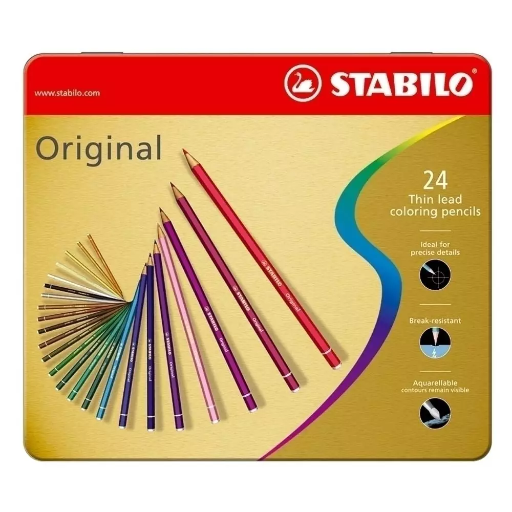 STABILO Original Metalletui Dünnkernfarbstift 24 Farben