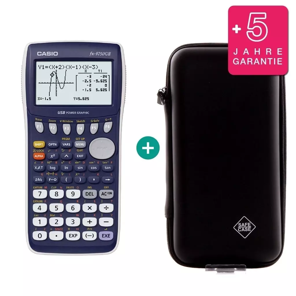 Casio FX 9750 GII $ BUNDLE: erweiterte Garantie + Schutztasche