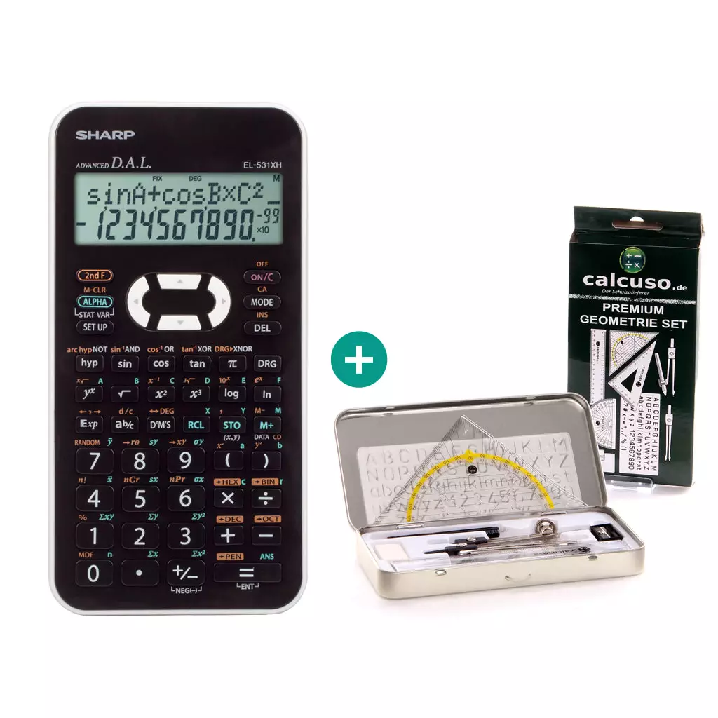 Sharp EL 531 XH Schwarz $ BUNDLE: Geometrie Set