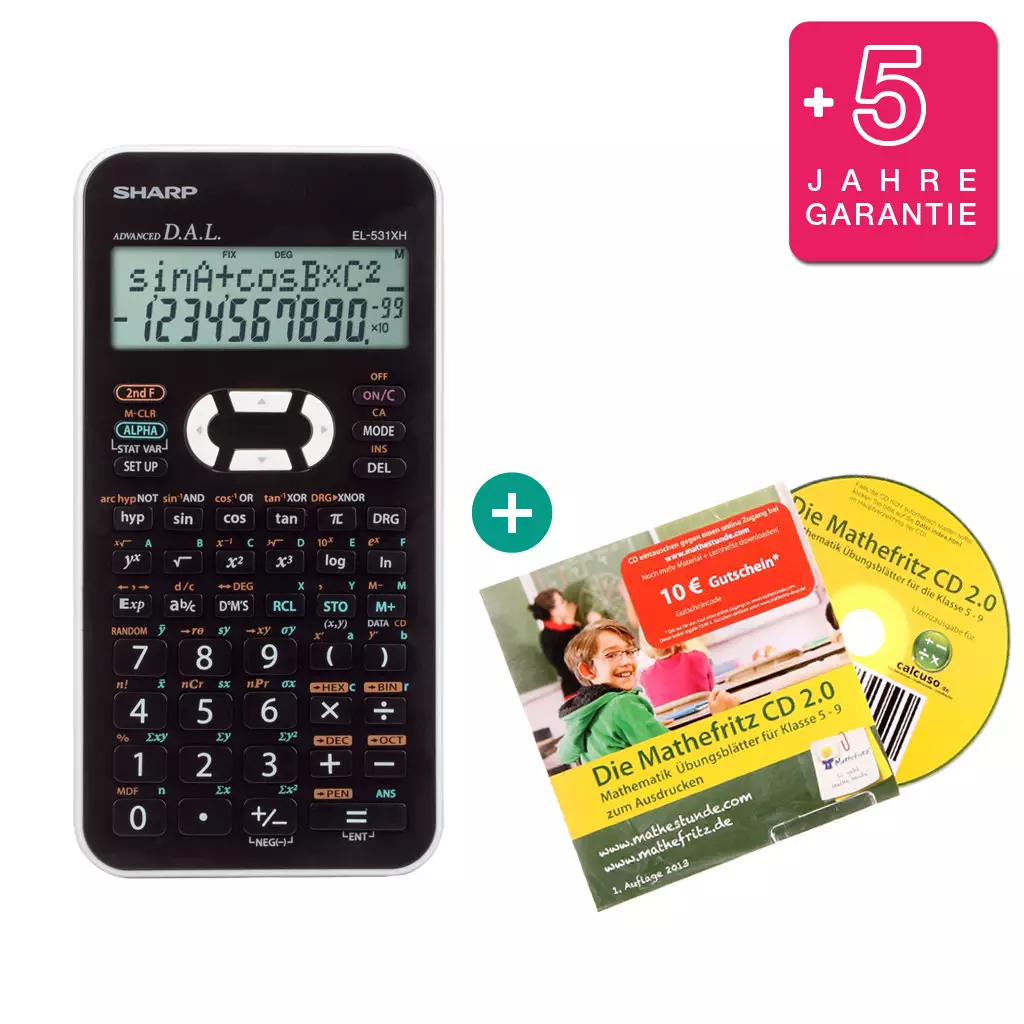 Sharp EL 531 XH Schwarz $ BUNDLE: Lern CD + Erweiterte Garantie