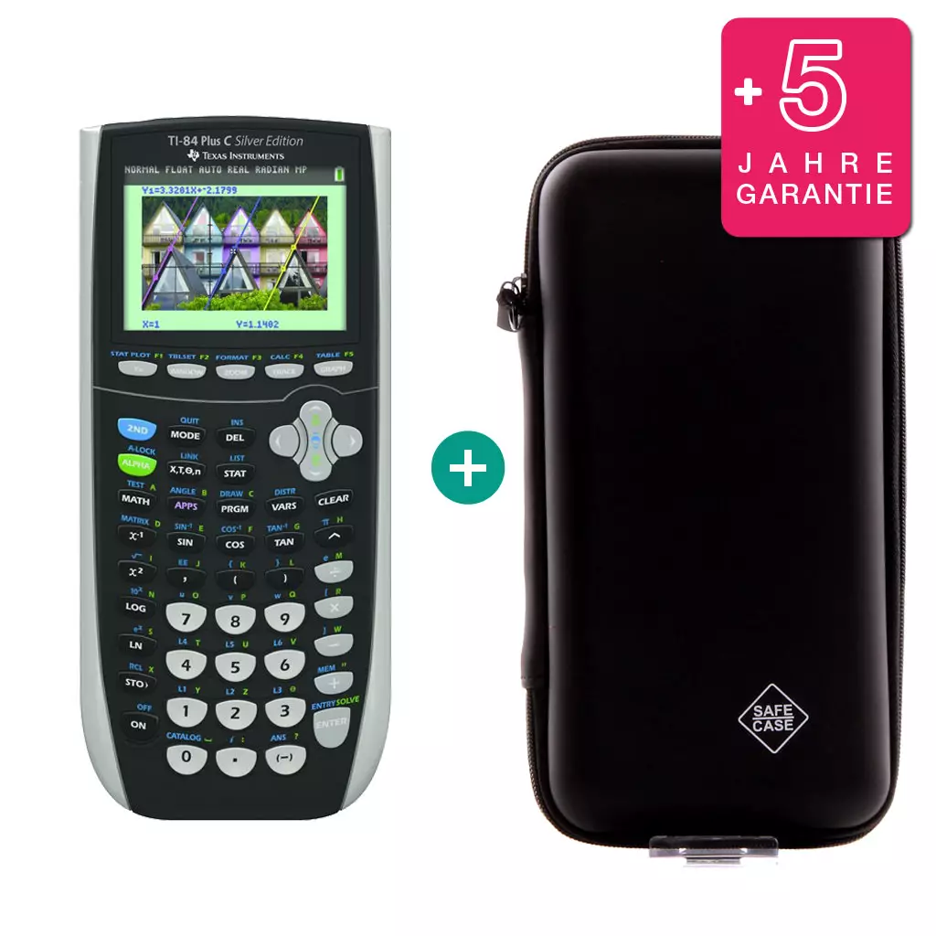 TI-84 Plus Colour Silver Edition $ BUNDLE: erweiterte Garantie + Schutztasche