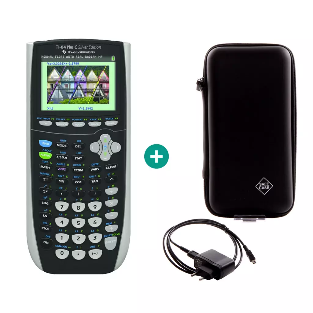 TI 84 Plus Colour Silver Edition $ BUNDLE: Ladegerät + Schutztasche