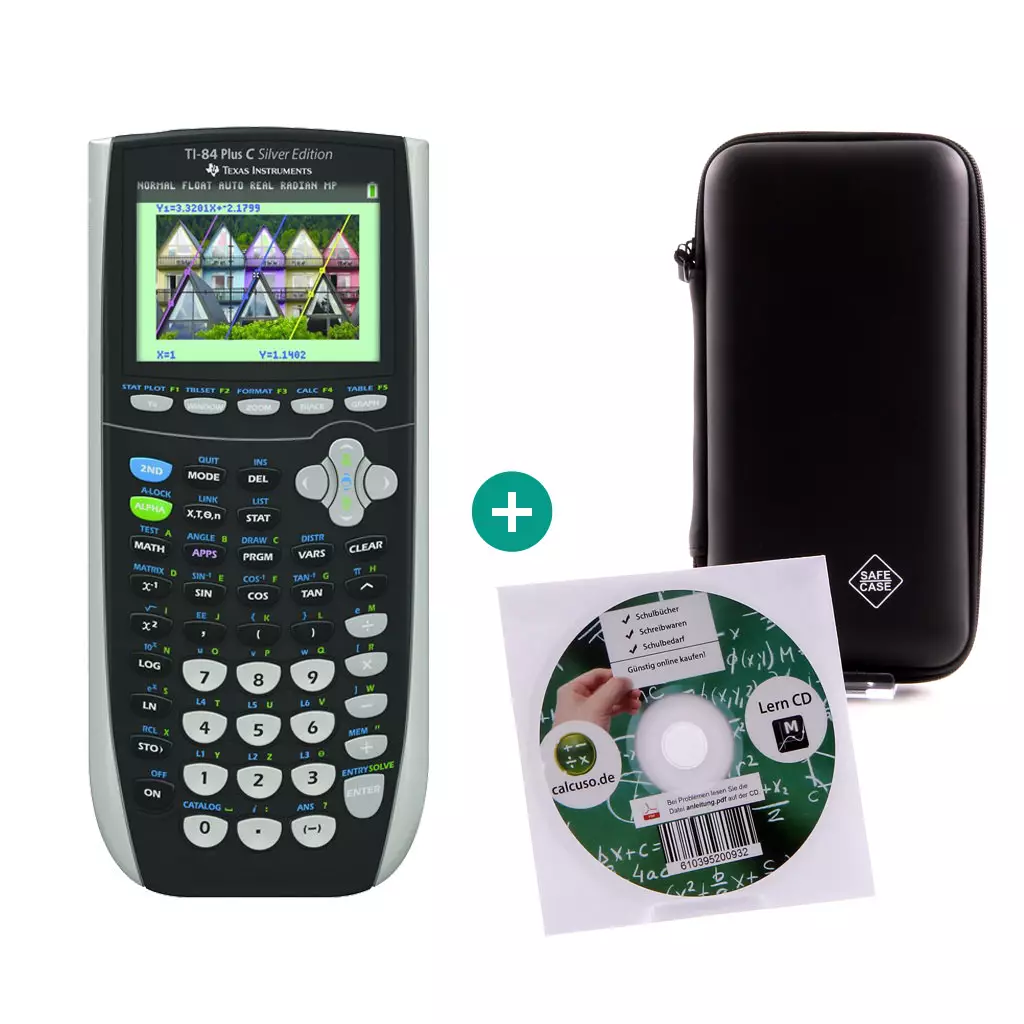 TI 84 Plus Colour Silver Edition $ BUNDLE: Lern-CD (Deutsch) + Schutztasche