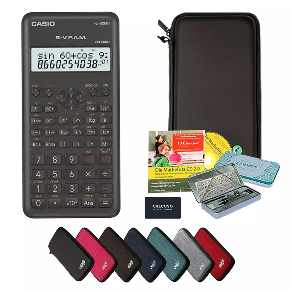  Casio FX 82 MS 2 + Garantie + Schutztasche + Geo Set + CD