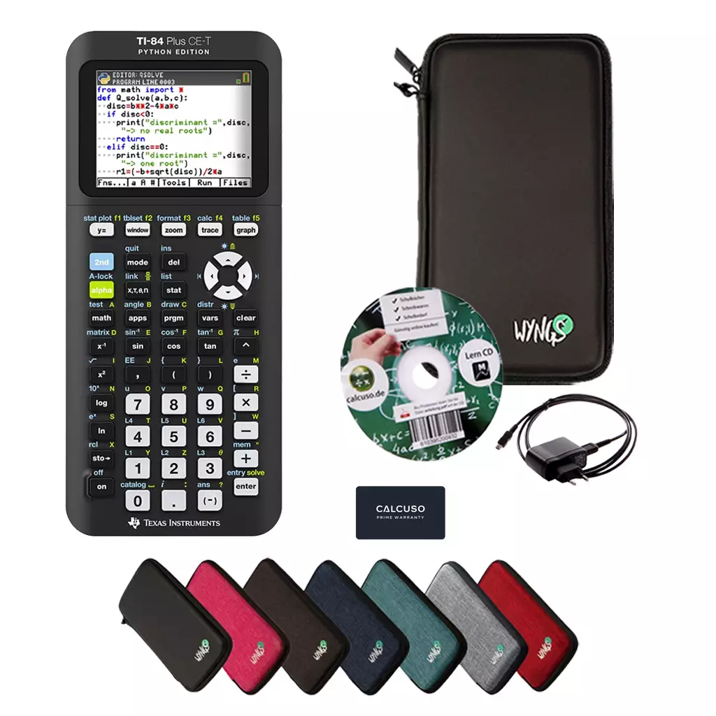 TI 84 Plus CE-T Python Edition+ Ladegerät + Schutztasche + CD + Garantie 