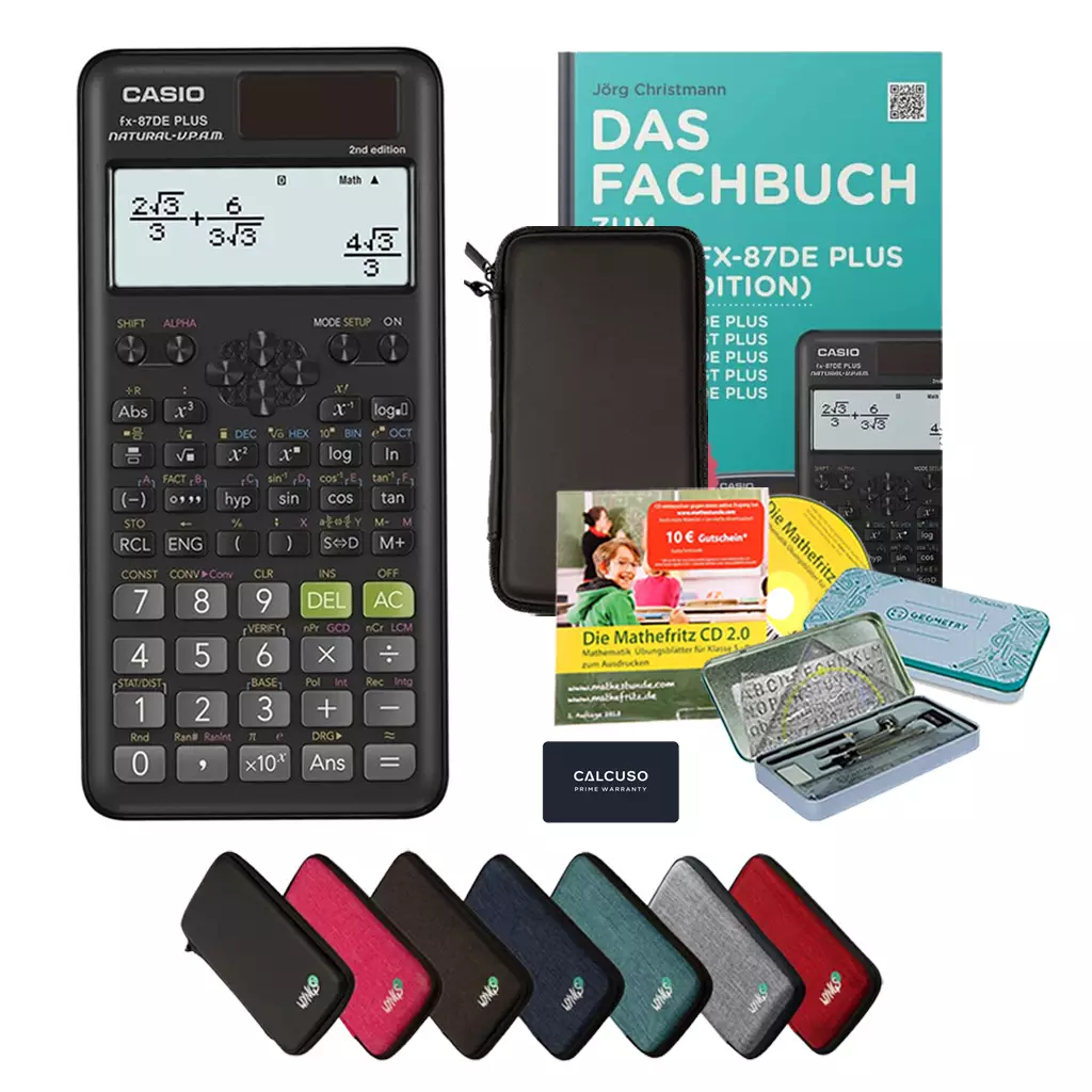 Casio FX 87 DE Plus 2 + Schutztasche + Buch + CD + Geo + Garantie 