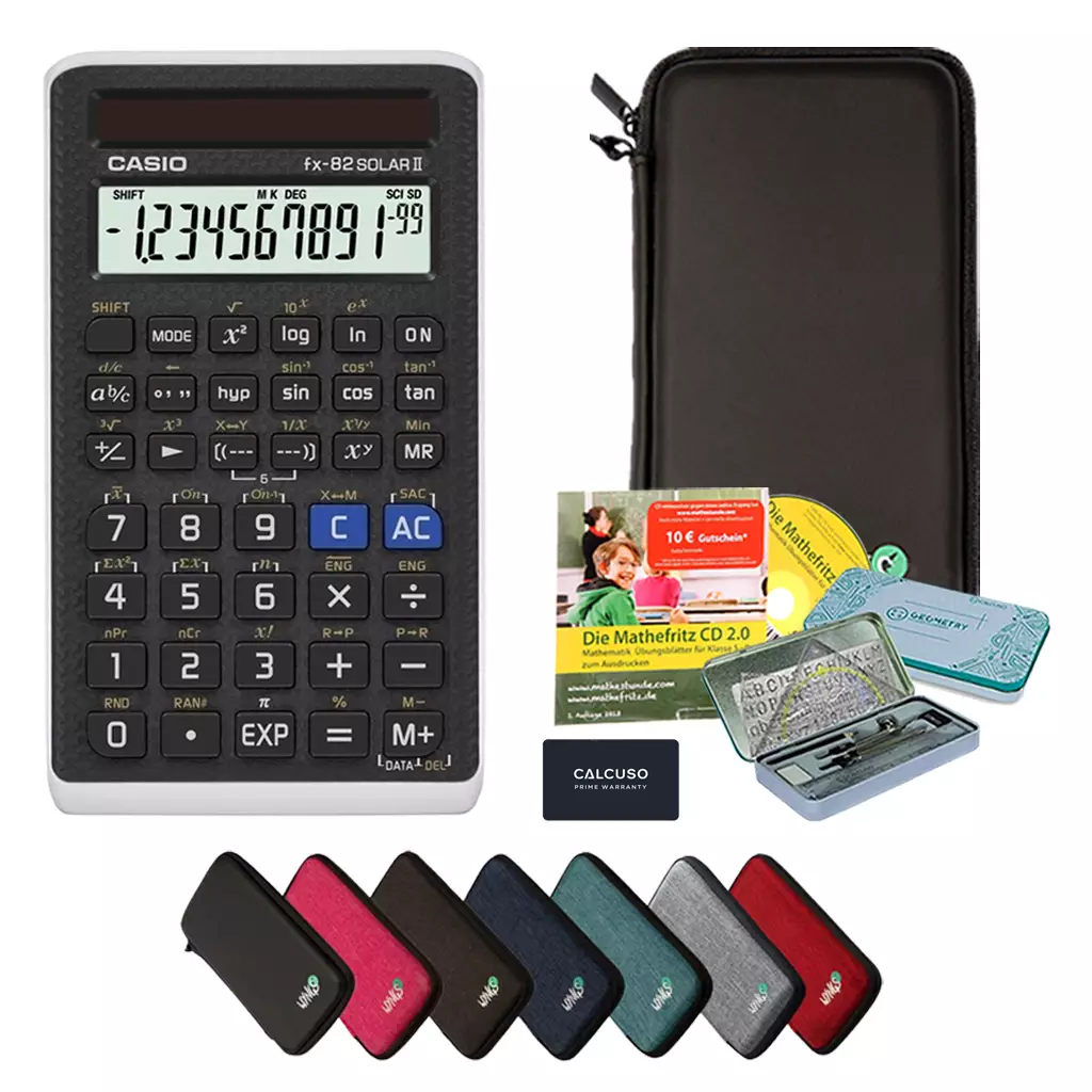 CALCUSO Ensemble Premium noir avec Calculatrice Casio fx-82 Solar II