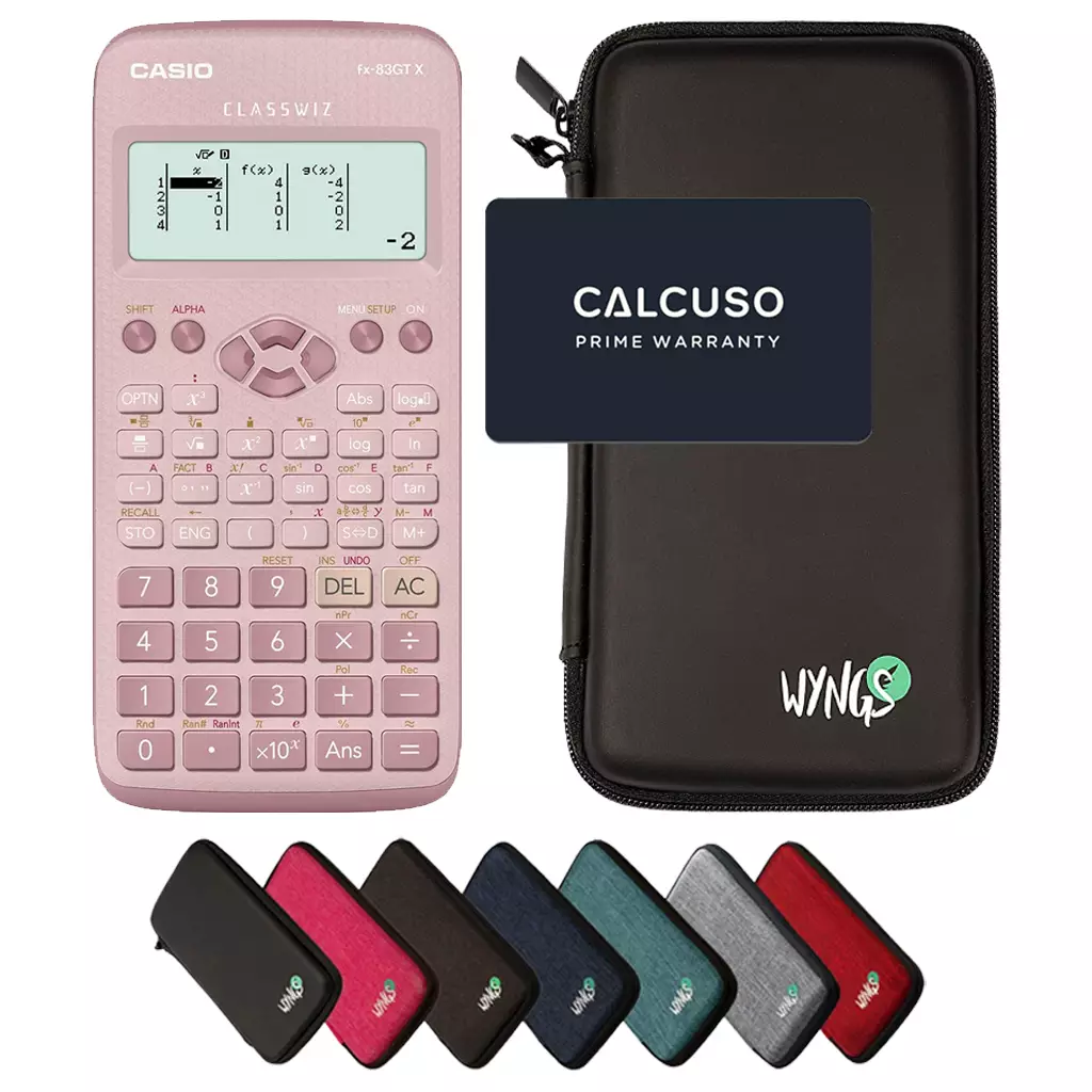 Casio fx-83GT X ClassWiz pink wissenschaftlicher Taschenrechner inklusive Schutztasche von WYNGS - Basic Set