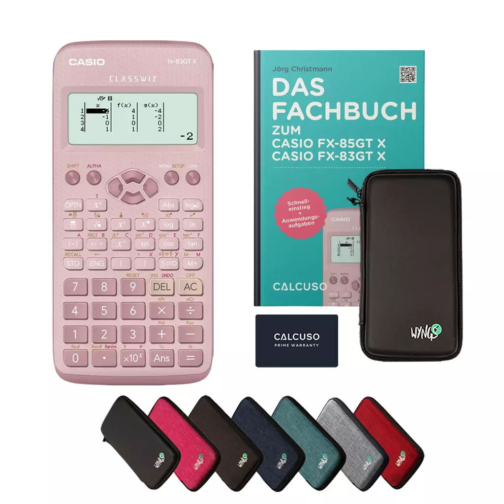 Casio FX-83GTX Pink + Schutztasche + Fachbuch + Garantie