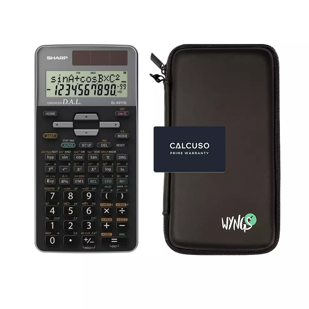 CALCUSO Sparpaket mit Taschenrechner Sharp EL-531TG Grau