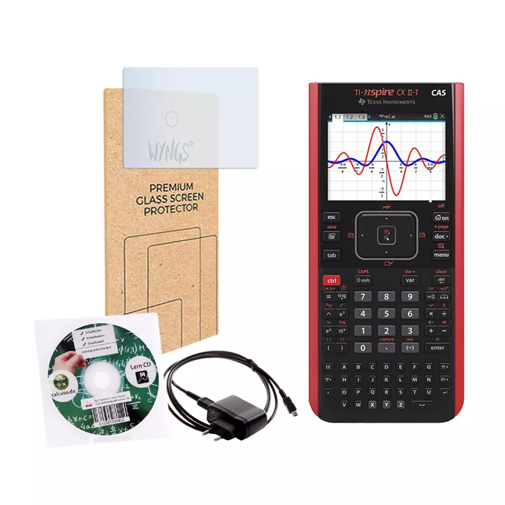 CALCUSO Streberpaket Schwarz mit Grafikrechner TI Nspire CX II-T CAS
