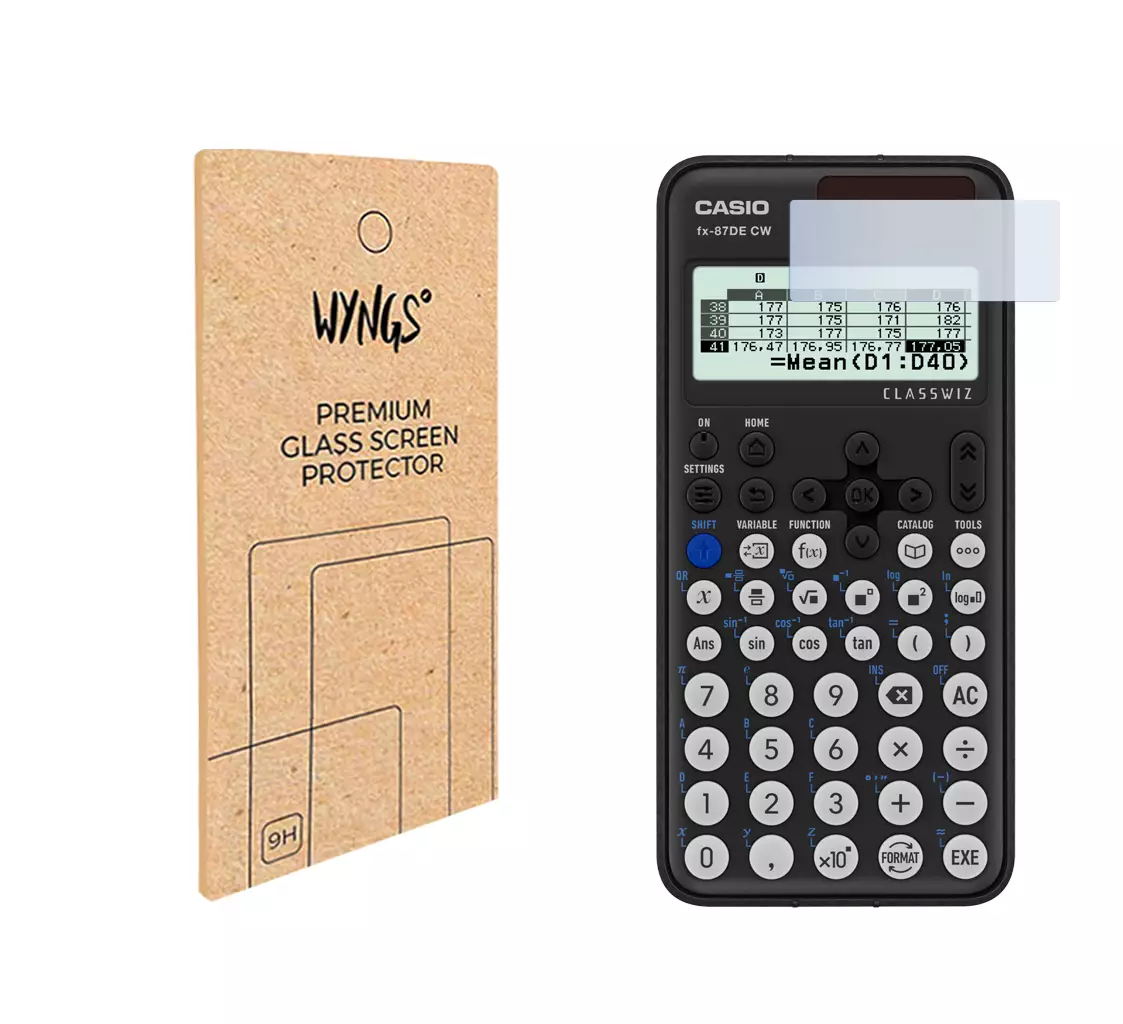 WYNGS Displayschutzfolie zum Taschenrechner Casio FX-82DE / FX-85DE / FX-87 DE CW