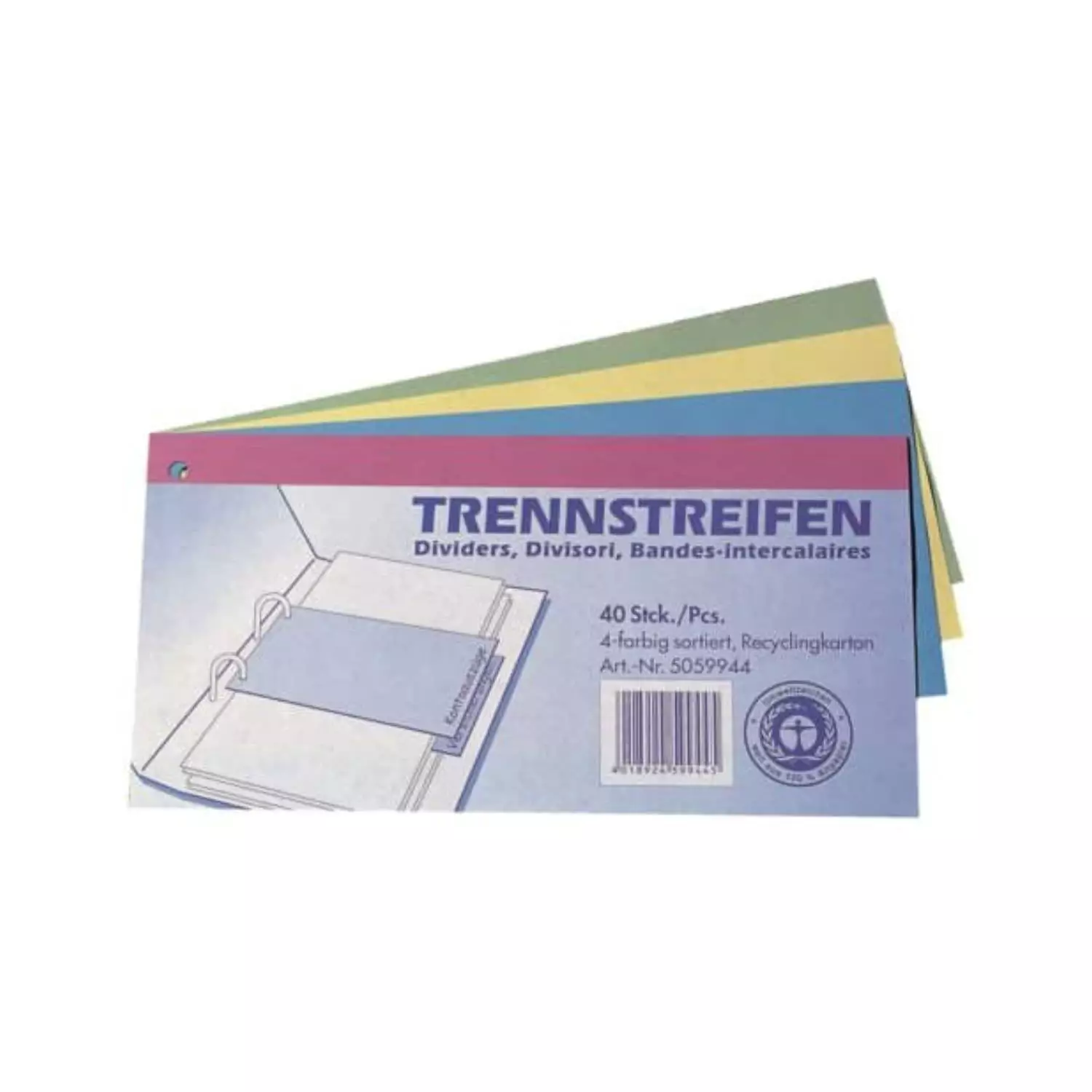 Q-Connect Trennstreifen farbig, Recyclingkarton, 40 Stück