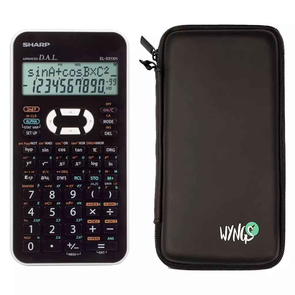 CALCUSO Sparpaket Schwarz mit Taschenrechner Sharp EL-531XH weiß