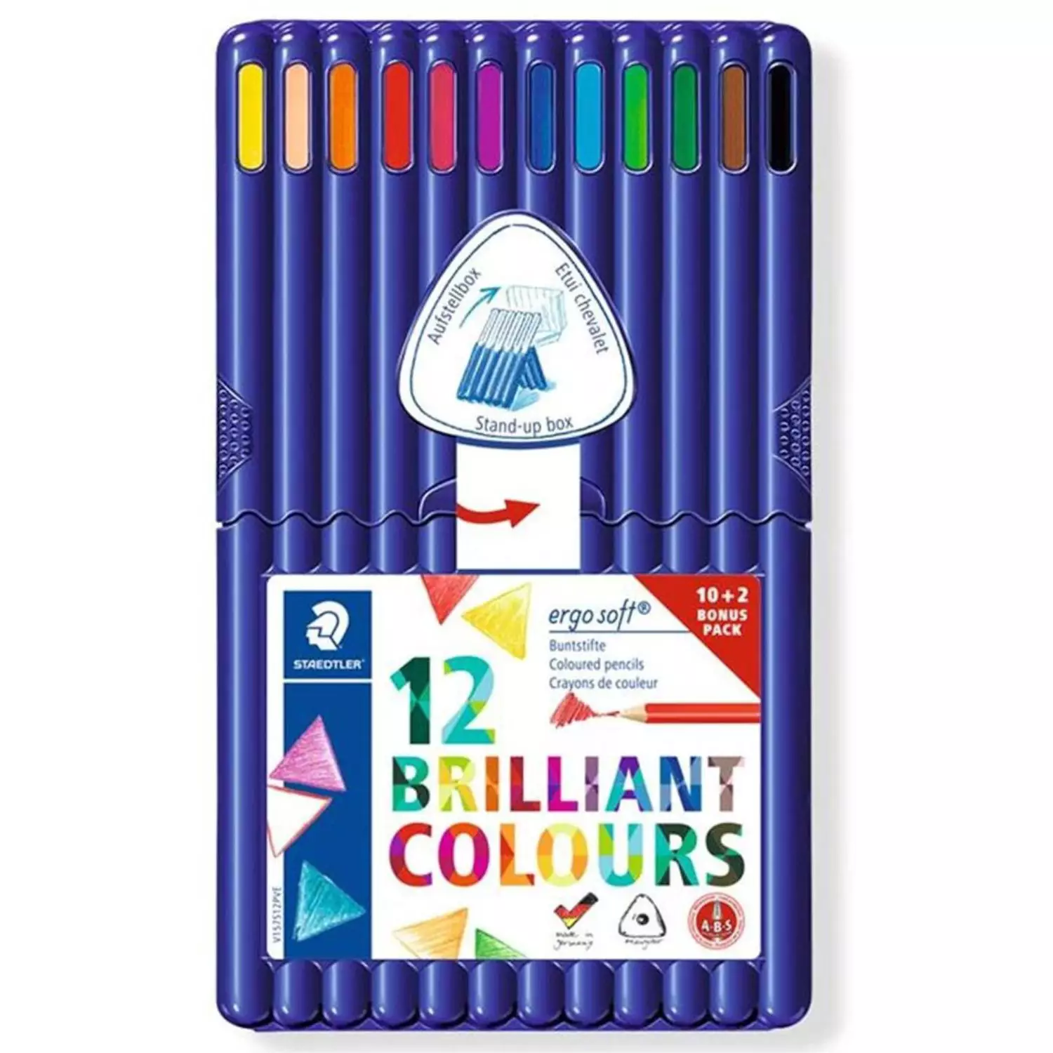 Staedtler 12 ergosoft Buntstifte dreieckig, aufstellbare Box