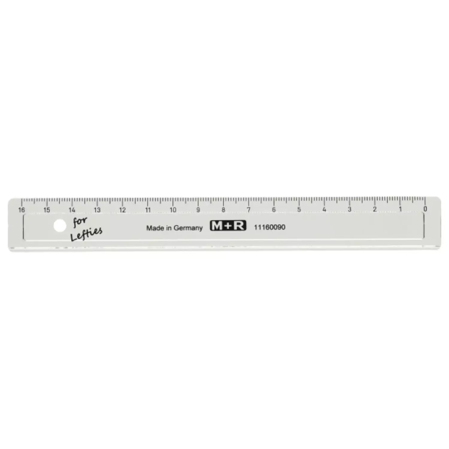 Möbius+Ruppert Linkshänder Lineal, 16 cm, Kunststoff transparent
