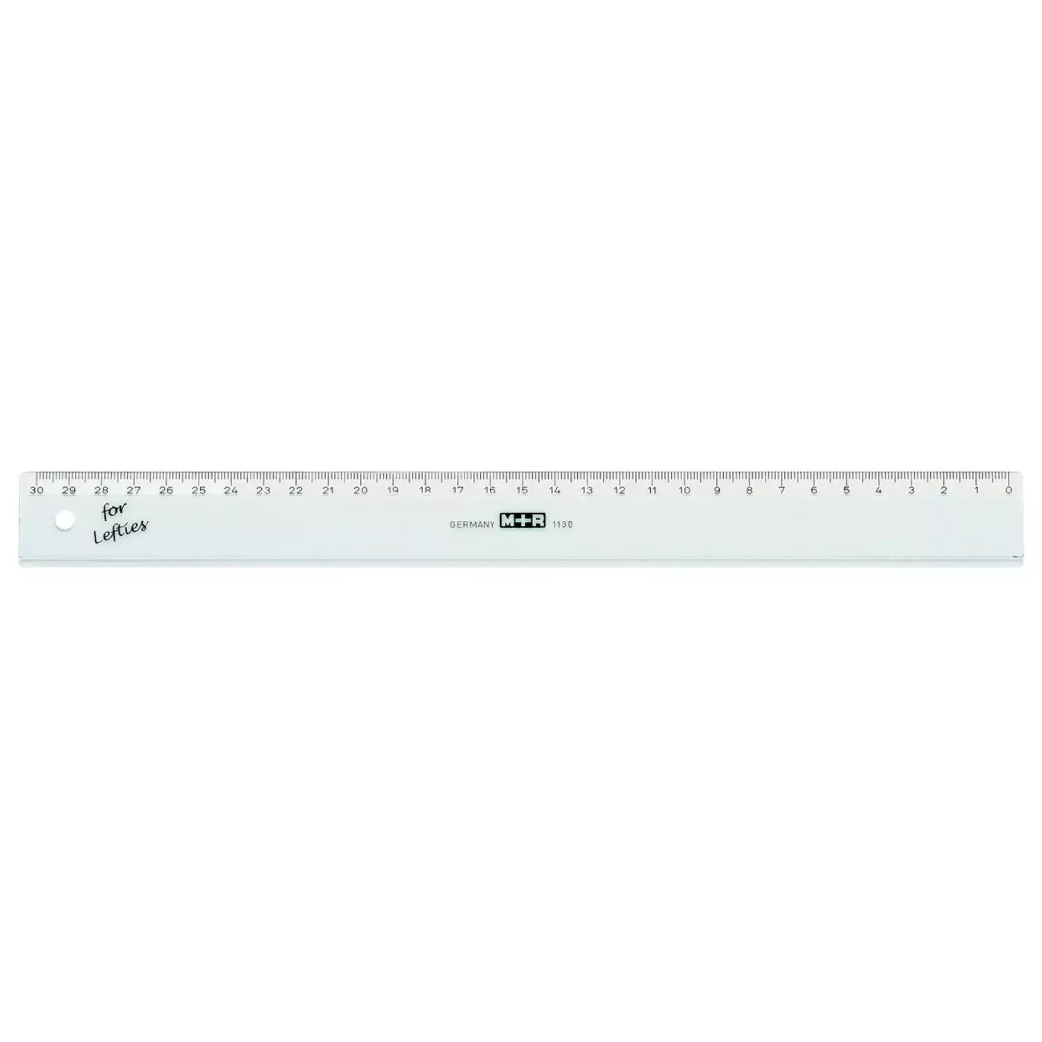 Möbius+Ruppert Linkshänder Lineal, 30 cm, Kunststoff transparent