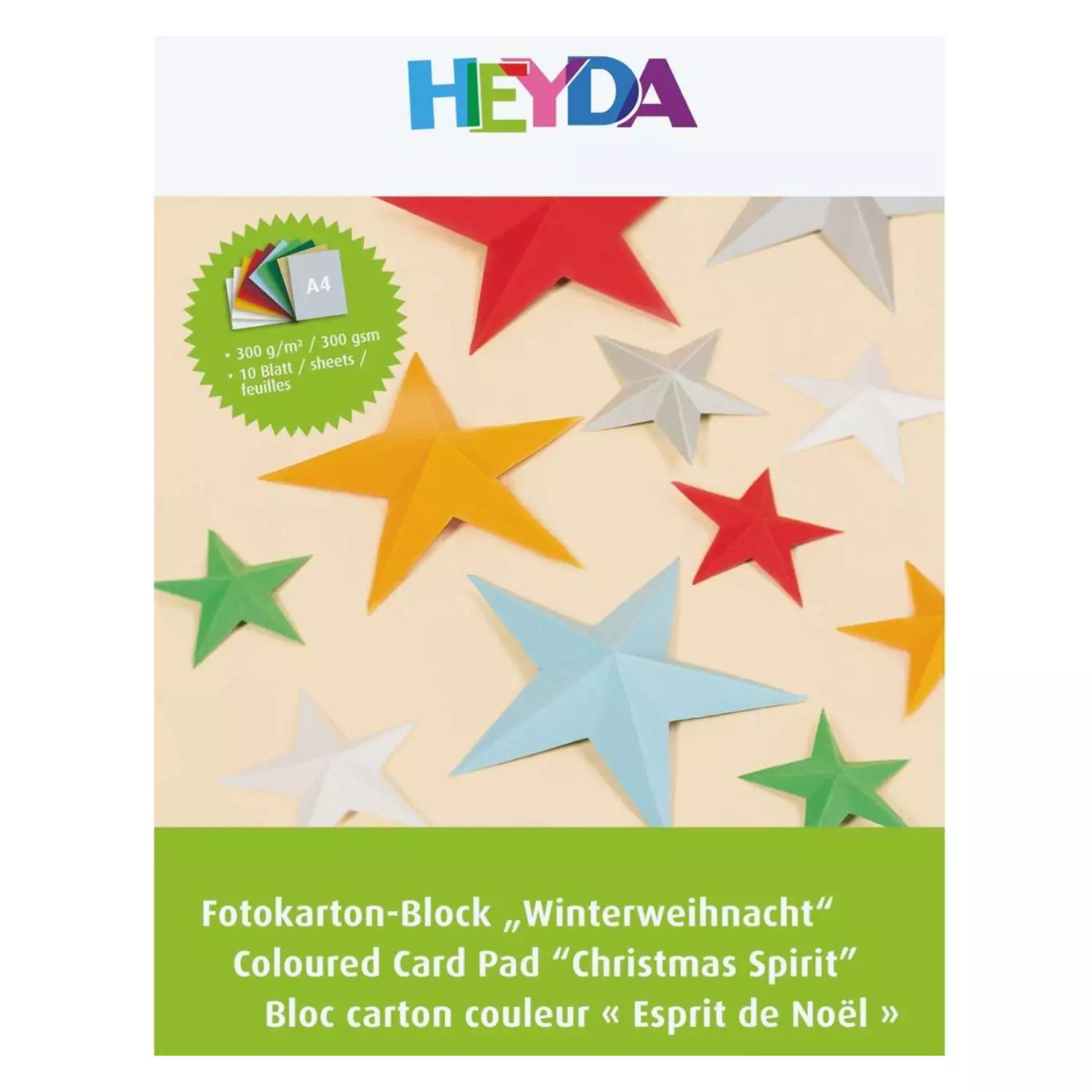 Heyda Fotokarton Weihnachten A4, 10 Farben