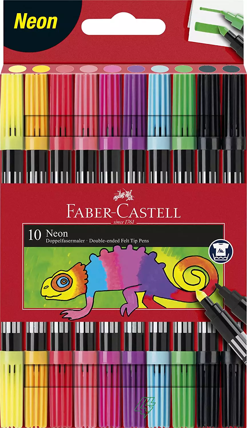 Faber-Castell Faserschreiber Duo Neon - 10 Farben sortiert