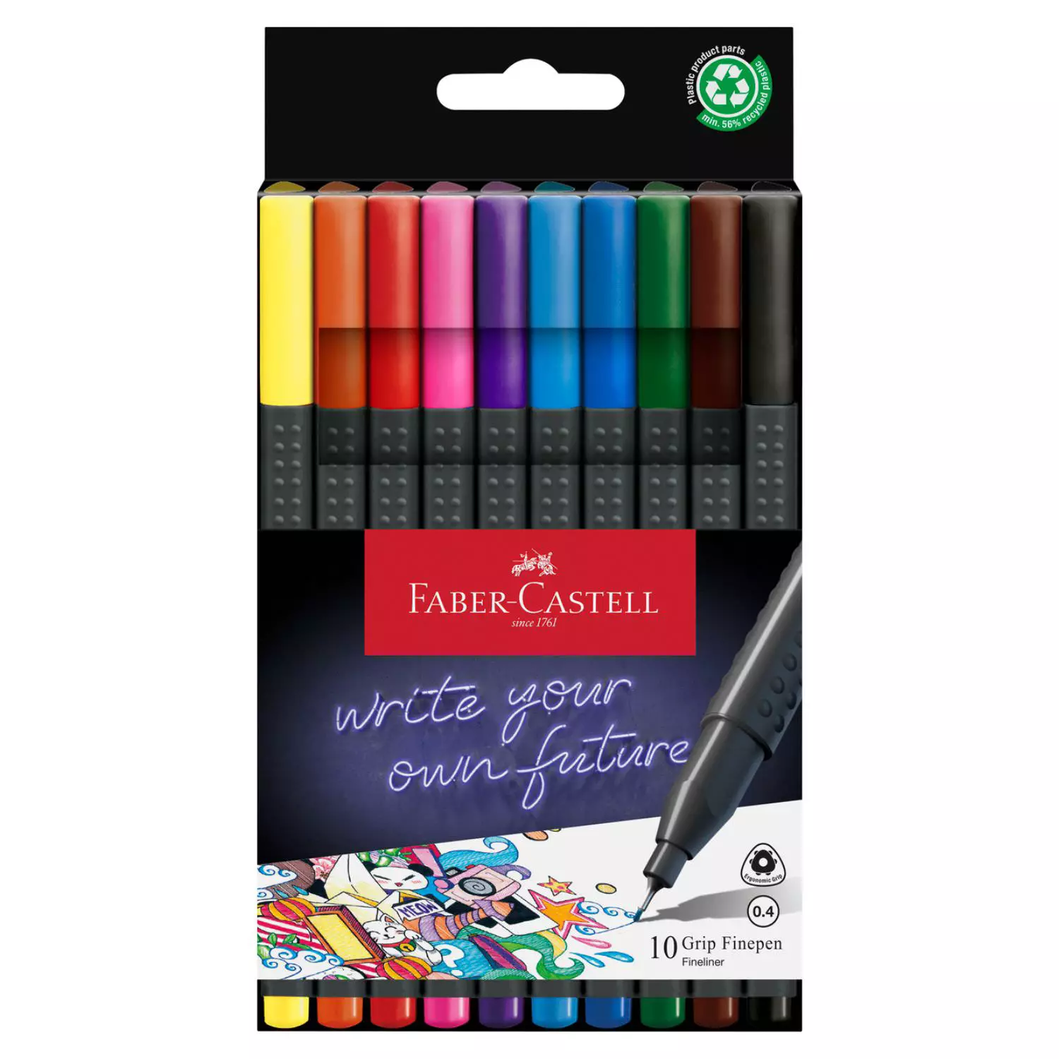 Faber-Castell Fineliner, Finepen Grip, 10er Pack