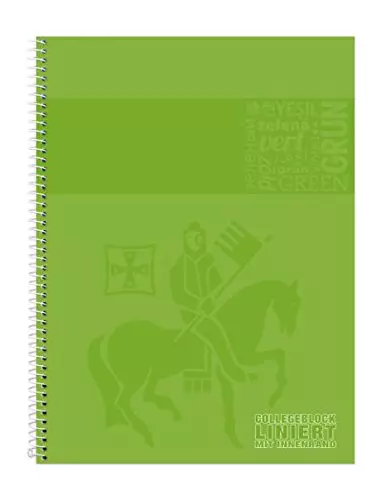 Staufen Premium Collegeblock Premium LIN 21 - A4, 80 Blatt, 90 g/qm, grün, liniert mit Rand innen