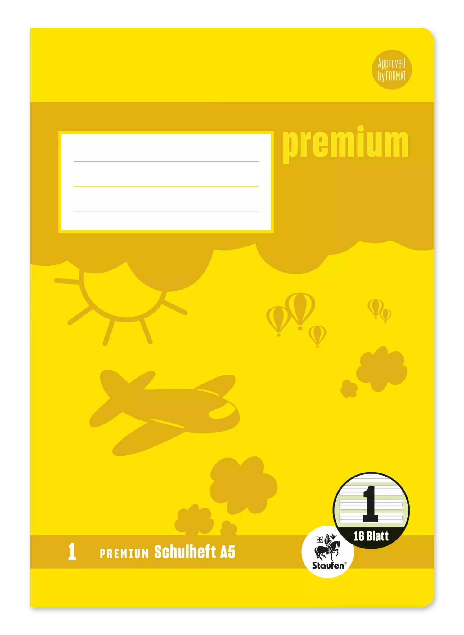 Staufen Premium Heft PREMIUM LIN 1 - A5, 16 Blatt, 90 g/qm