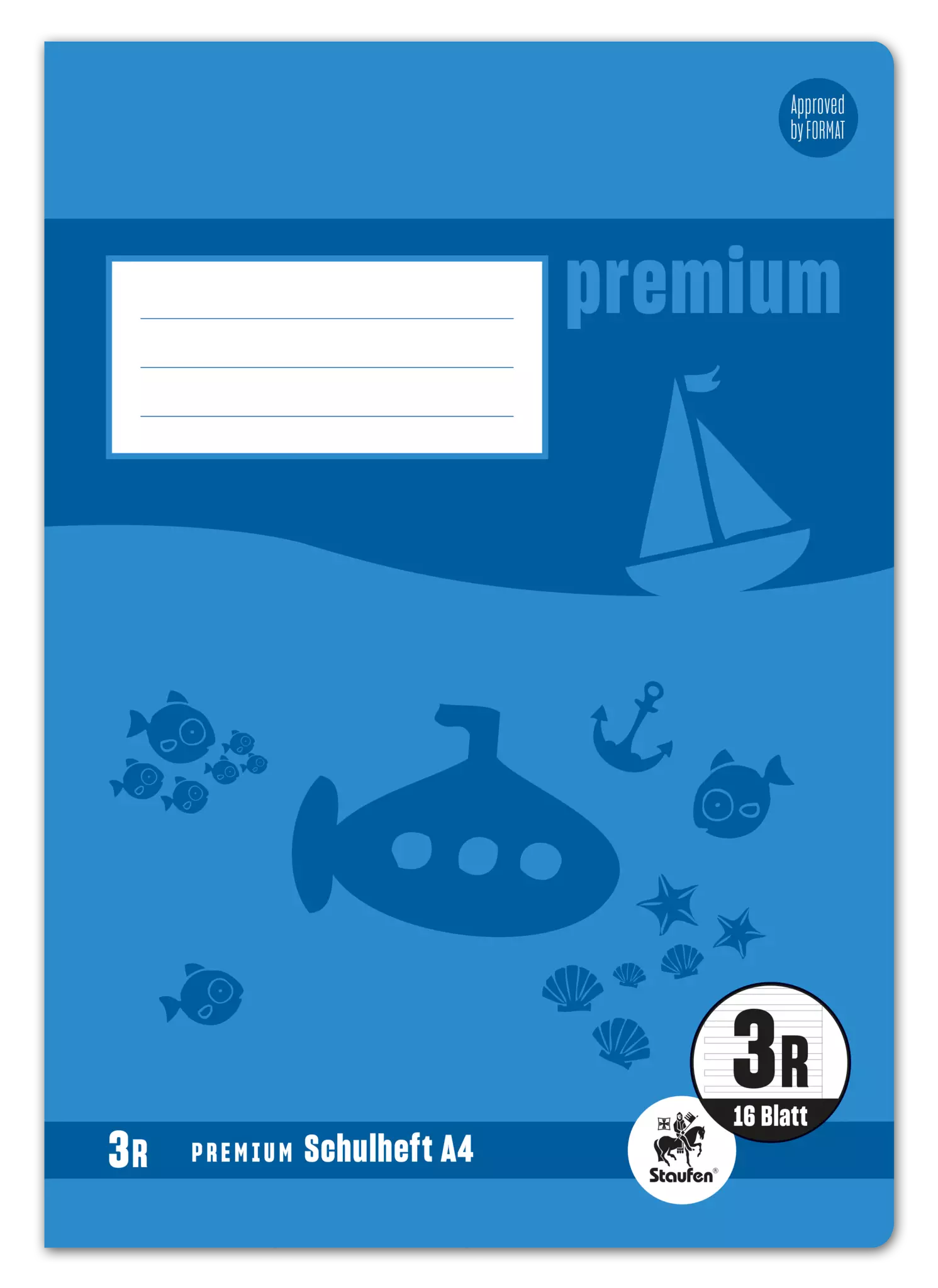 Staufen Premium Heft PREMIUM LIN 3R - A4, 16 Blatt, 90 g/qm, DoppelPREMIUM Linien mit Rand