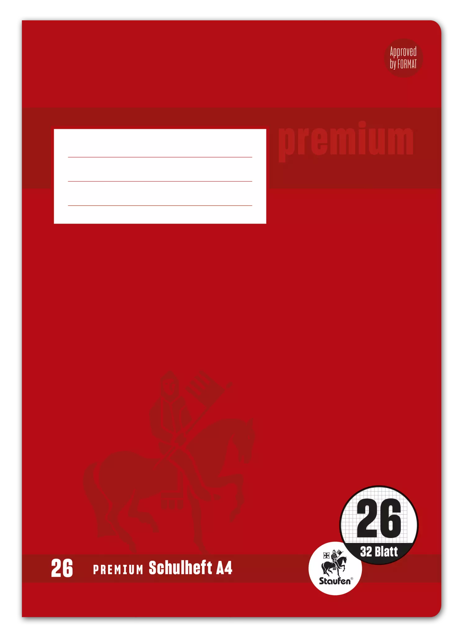 Staufen Premium Heft PREMIUM LIN 26 - A4, 32 Blatt, 90 g/qm, 5 mm kariert mit Rand