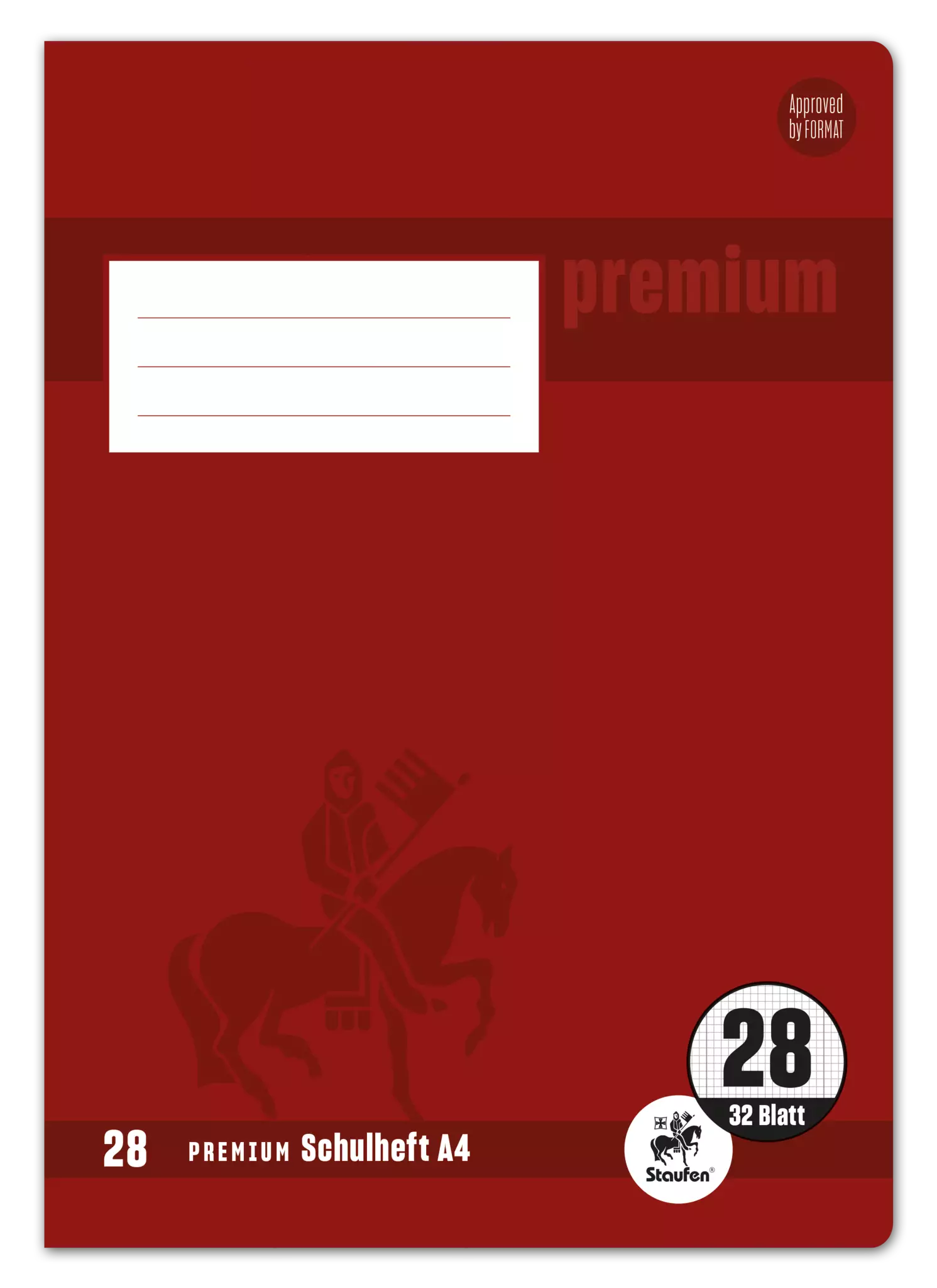 Staufen Premium Heft PREMIUM LIN 28 - A4, 32 Blatt, 90 g/qm, kariert mit Rand
