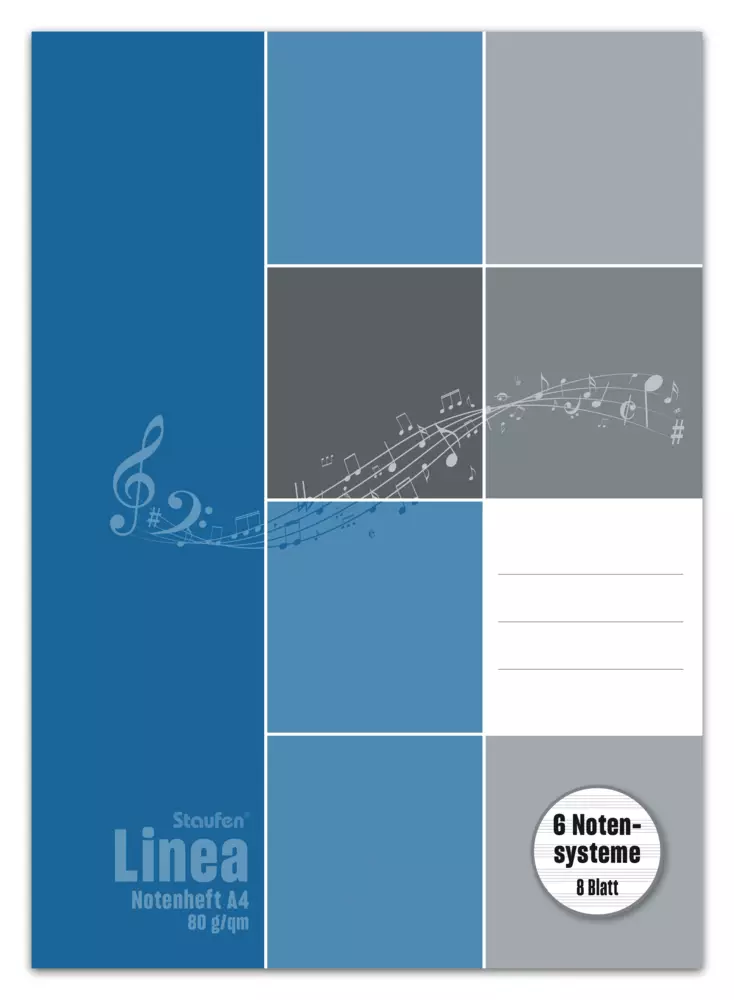 Notenheft DIN A4 8 Blatt 12 Notensysteme Linea