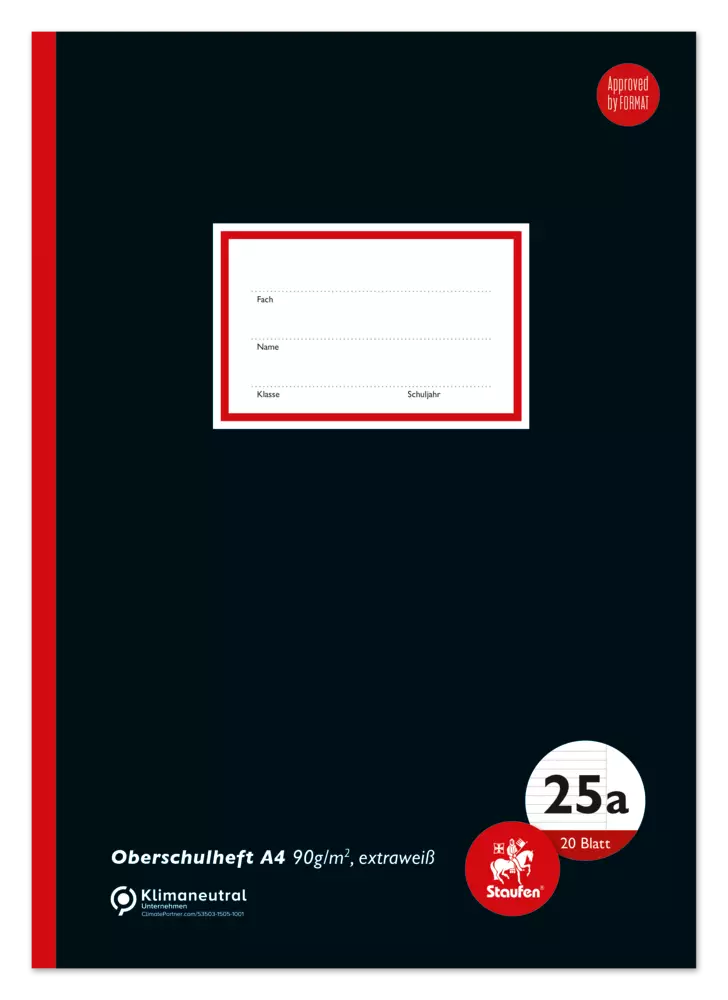 Staufen Style Oberschulheft Lin25a A4 20 Blatt 90g/qm liniert mit 9cm Rand