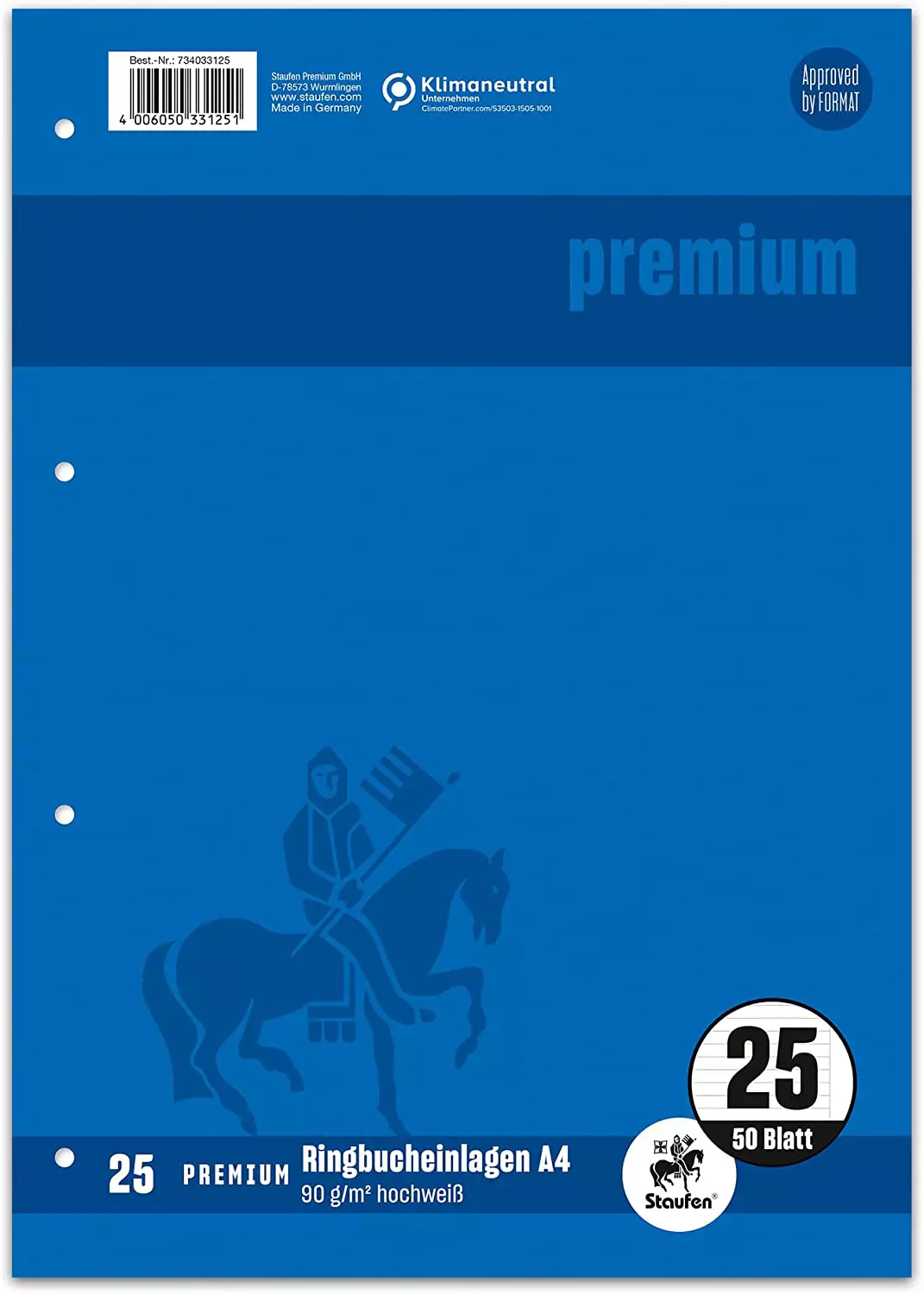 Staufen Premium Ringbucheinlagen Lin25 A4 50 Blatt