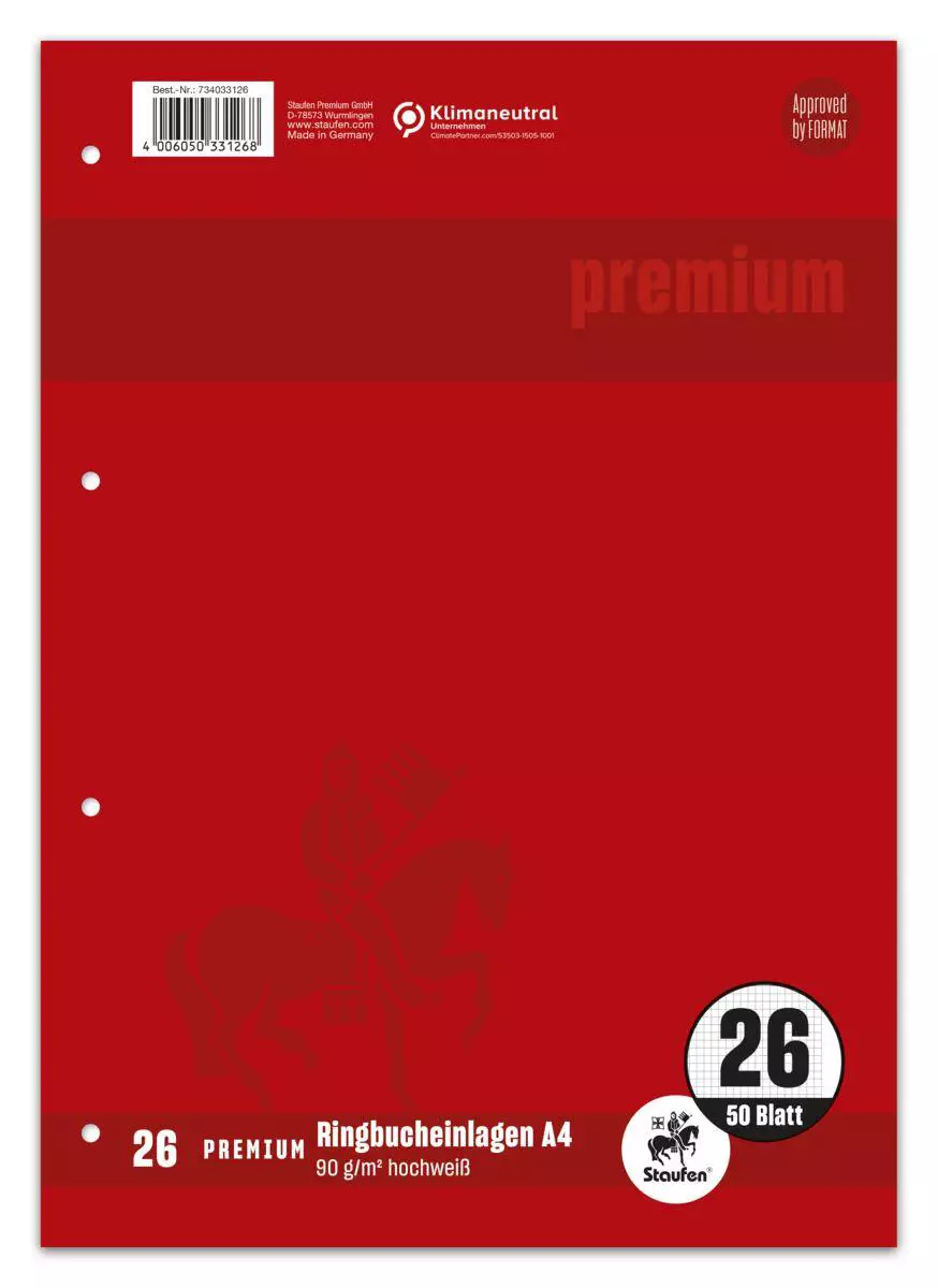 Staufen Premium Ringbucheinlagen Lin26 A4 50 Blatt