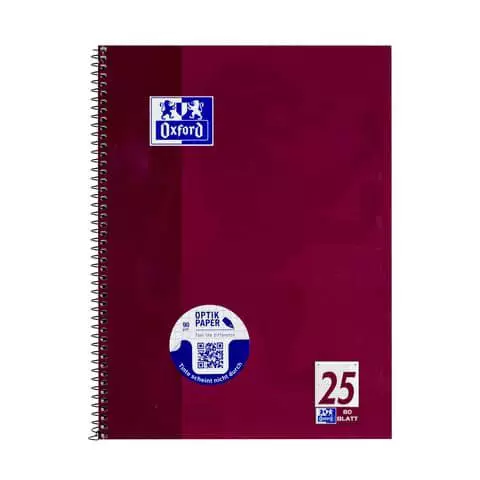 Oxford Collegeblock Schule - 90 g/qm, A4+, liniert/Rand, 80 Blatt