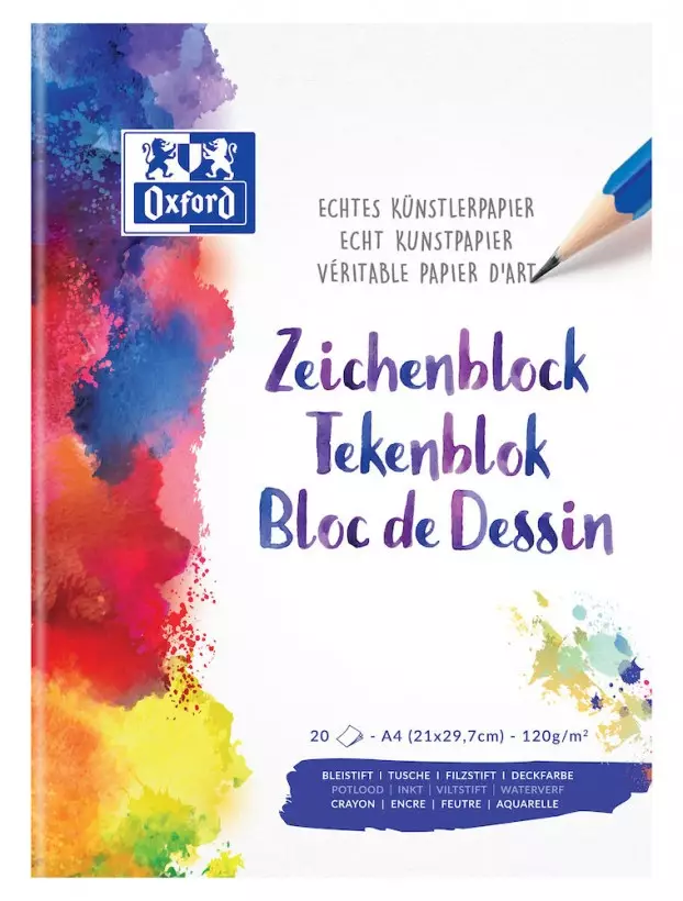 Oxford Zeichenblock - A4, 20 Blatt, 120 g/qm
