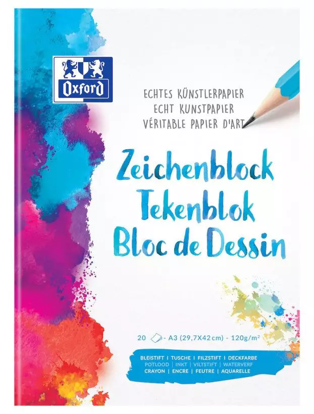 Oxford Zeichenblock - A3, 20 Blatt, 120 g/qm