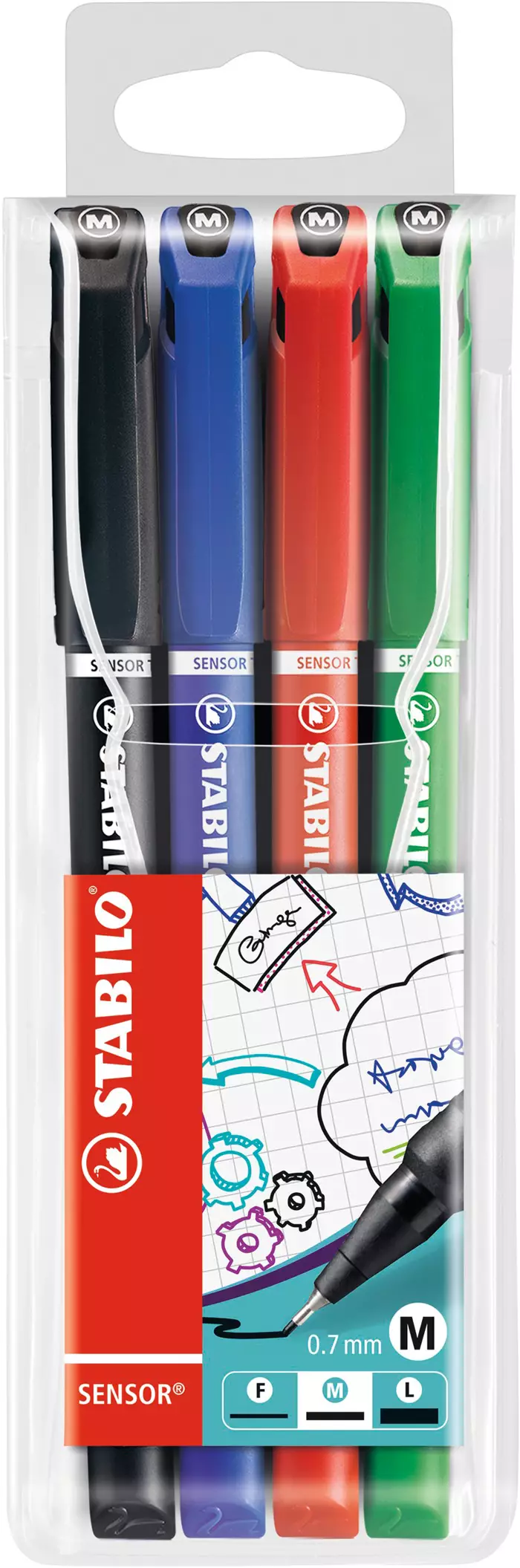 Stabilo Sensor Fineliner M, 4er Etui Büro