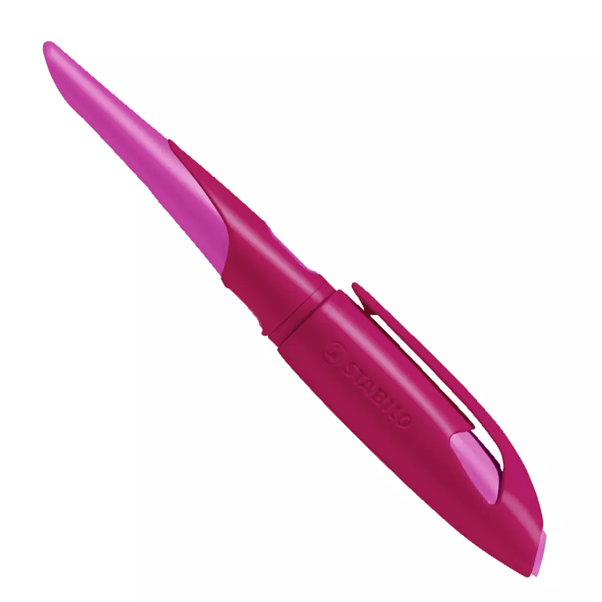 Stabilo Ergonomischer Schulfüller für Linkshänder mit Anfänger-Feder A - EASYbirdy in beere/pink - Einzelstift - inklusive Patrone - Schreibfarbe blau (löschbar)