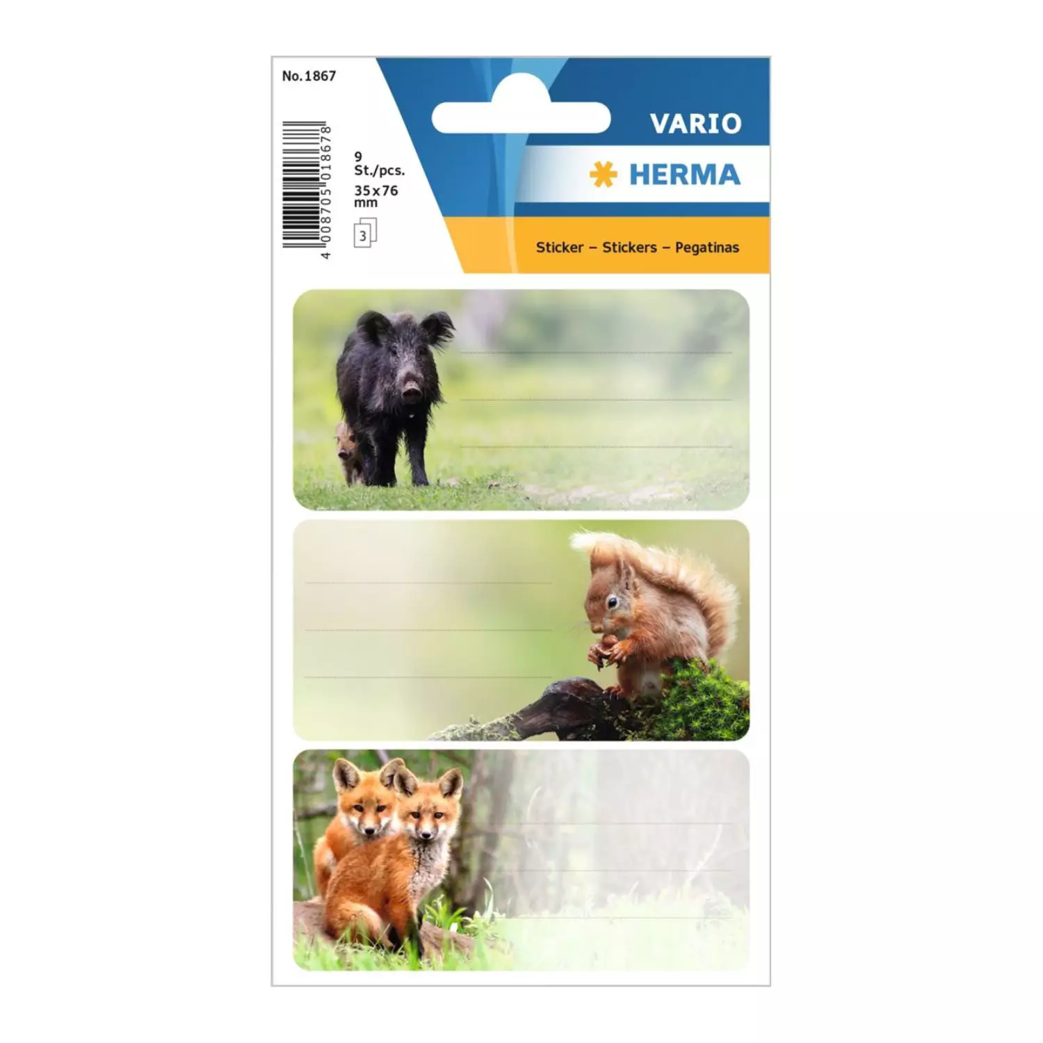 Herma Schuletiketten Waldtiere