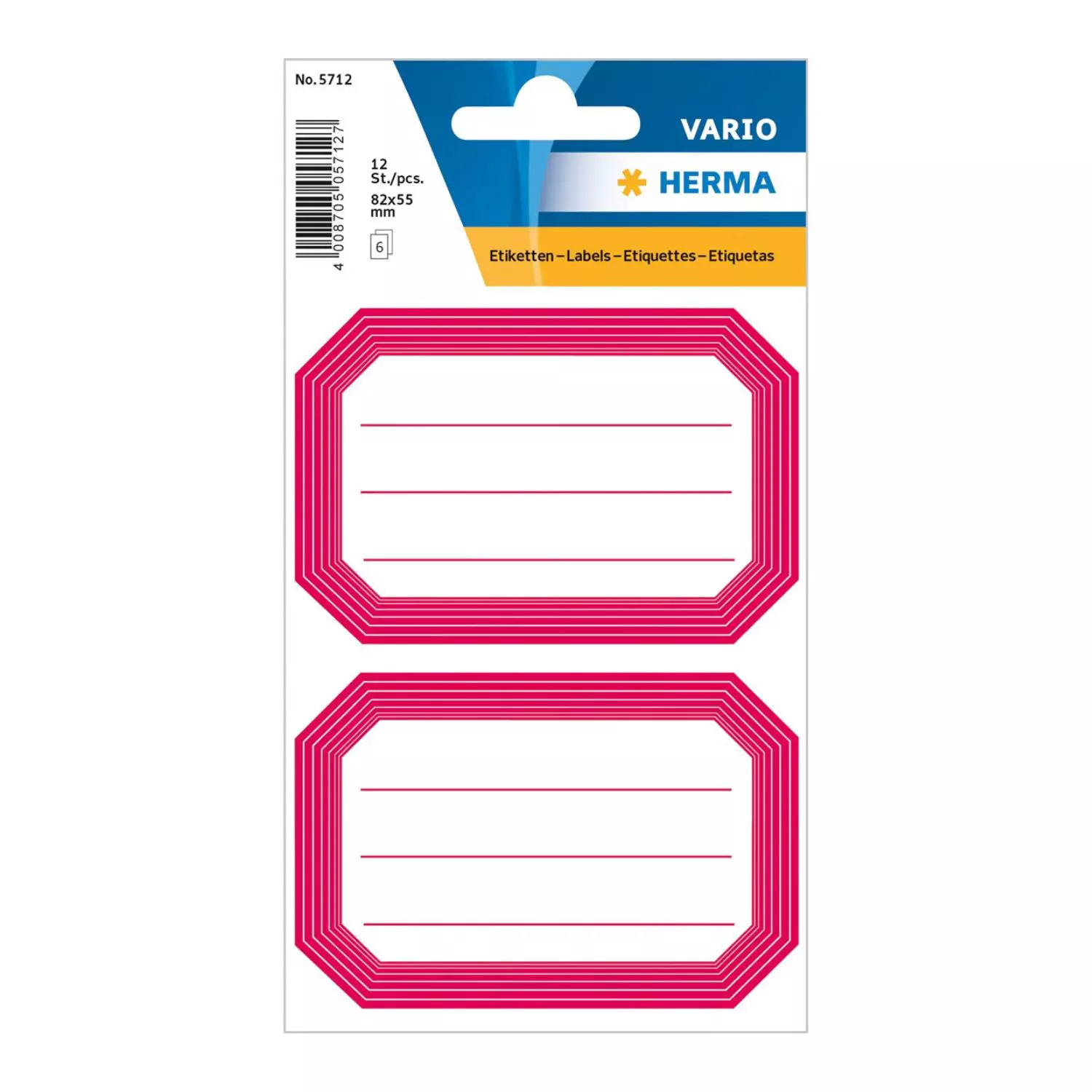 Herma Heftetiketten roter Rand