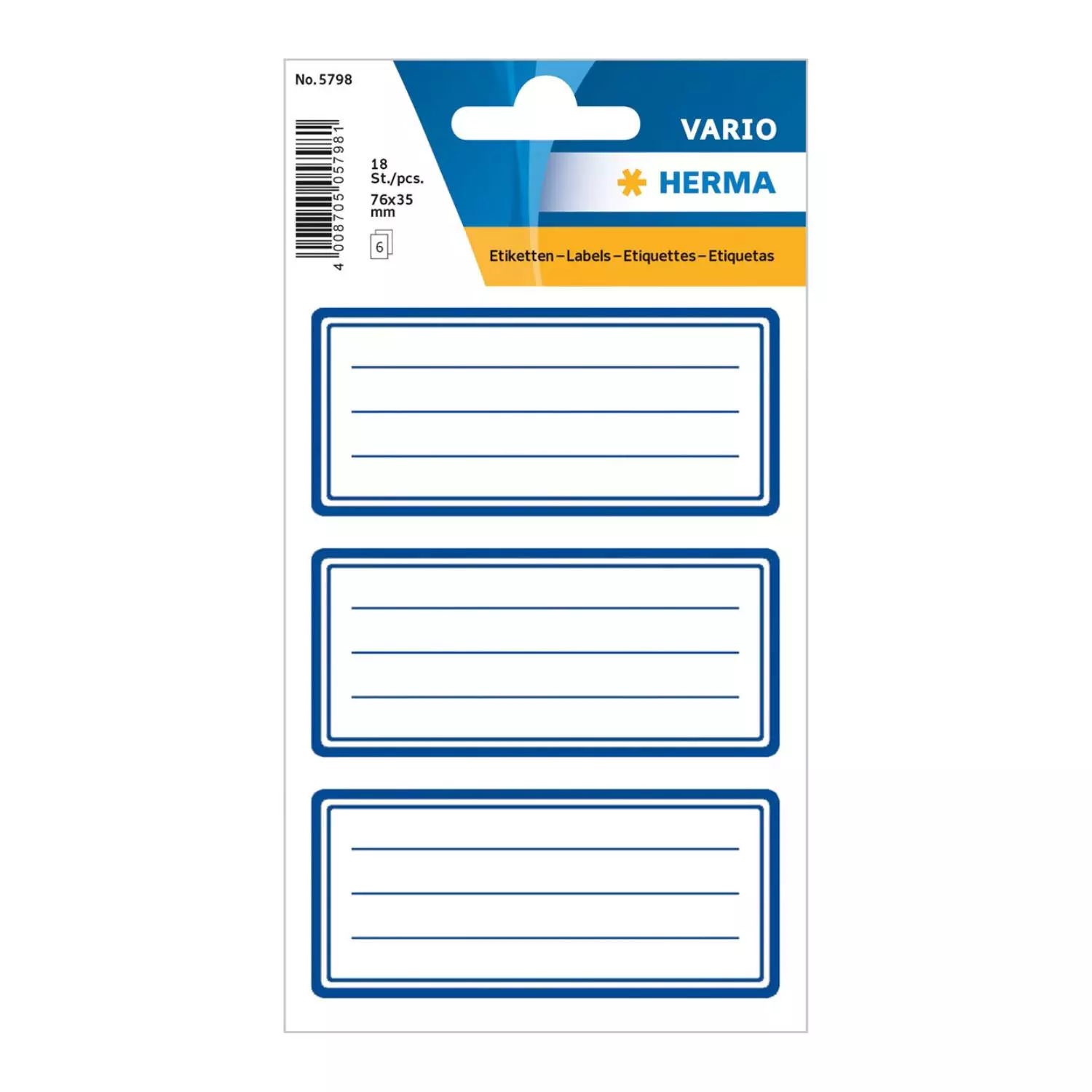 Herma Heftetiketten mit blauem Rand, neutral