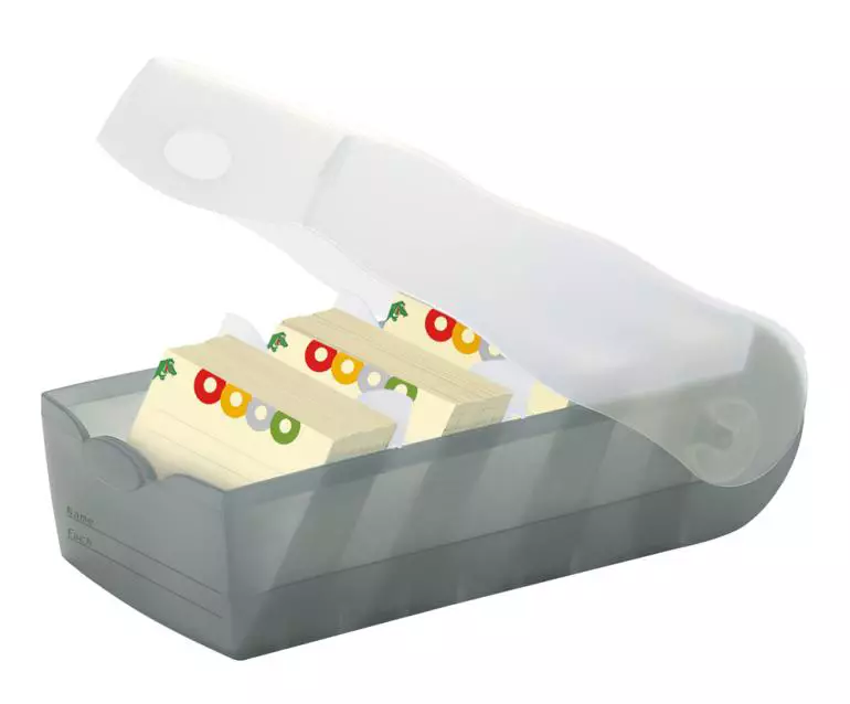 Han Karteibox CROCO - A8 quer, für 500 Karten, grau-transluzent