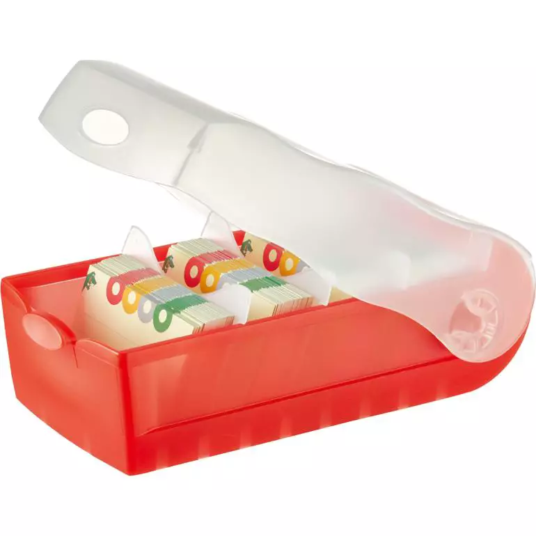 Han Karteibox CROCO - A8 quer, für 500 Karten, rot-transluzent