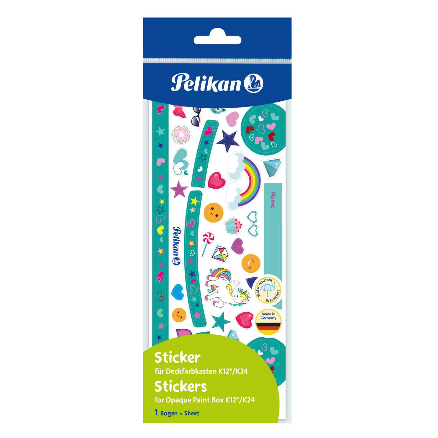 Pelikan Farbkasten Sticker, Herzen