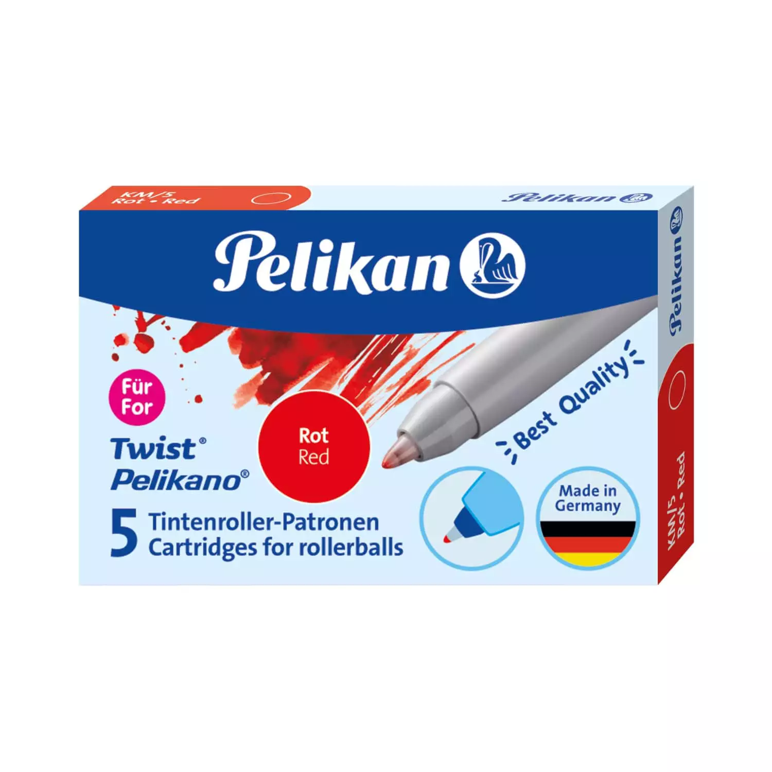Pelikan Tintenroller Patrone, 5 Stück, rot